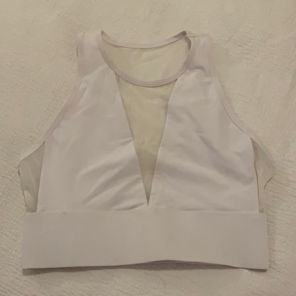 White Fabletics Mesh SportsBra size Large